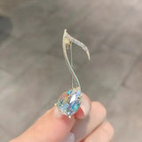 Luxury Crystal Music Note Brooch Pin Jewelry for Women