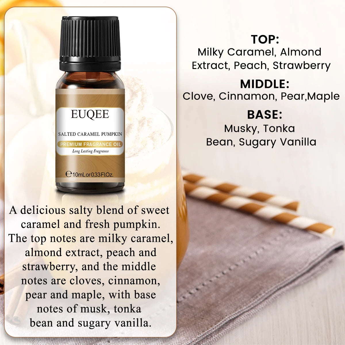 EUQEE 10ml Woody Fruit Fragrance Oil For Humidifier DIY Soap Candle Making Cedarwood Forest Pine Pumpkin Pie Coconut Pineapple