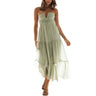 Women Low Cut Backless Maxi Dresses Elegant Spaghetti Strap Tiered Long Dress Relax Fit Open Back Cutout Flowy Sundress - Lootquake
