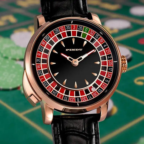 Pindu Player Gambling Series Men's Watch European Roulette Poker Game Fully Automatic Mechanical Sports Design Party Watch - Lootquake