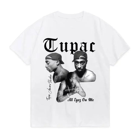 2025 Summer Fashion T-shirt Rapper Tupac Top Hip Hop Street Wear Oversized Short Sleeve T-shirt Men's And Women's T-shirts - Lootquake