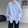 Camisa de rayas azules para hombre, camisa de vestir de la Sociedad de la Moda para hombre, camisa coreana holgada de manga larga, camisas casuales para hombre, talla grande 5XL