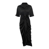 Formal Dresses For Wedding Guest Short Sleeve Long Dress Temperament Commuting High Waist Button Dress vestidos de graduación - Lootquake