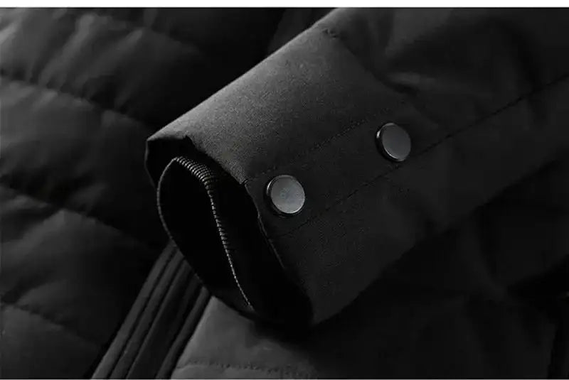 Men's Warm Jacket Winter Coats Fur Collar Windbreaker Cotton Padded Anorak Thick Black Coat Male Casual Fleece Jacket Men - Lootquake