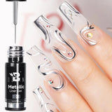5ML Gold Silver Metallic Liner Paint Gel Polish Chrome Mirror Metal Effect Super Bright French UV LED Semi Permanent Nail Gel