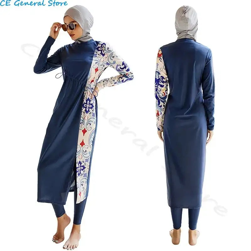 Burkini Muslim Swimwear 2023 Swimming Suit For Women Modest Swimsuit Islamic Clothing Sets Fashion Long Dress Turban Full Cover - Lootquake