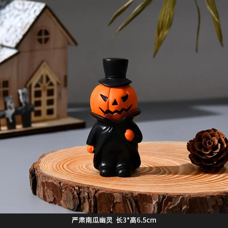 New Halloween Decorations Pumpkin Holiday Party Home Living Room Desktop Decorations Spooky Doll Resin Ornaments