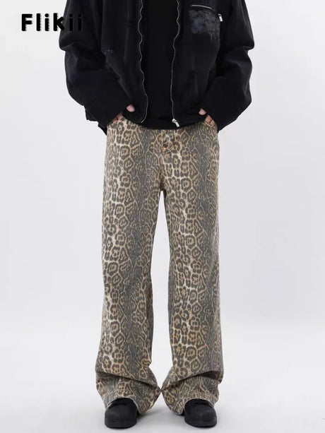 Y2k Vintage Leopard Print Loose Women Jeans Autumn New Classic Straight High Waist Slim Casual Fashion Female Jeans 2024 New - Lootquake