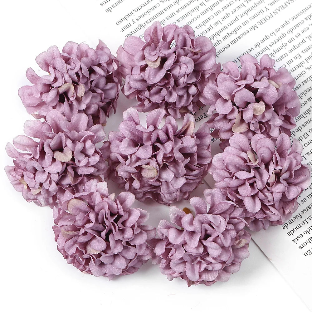 10Pcs Artificial Flowers Silk Hydrangea Fake Flower Head For Wedding Decoration Party Home Decor DIY Wreath Gift Craft Accessory