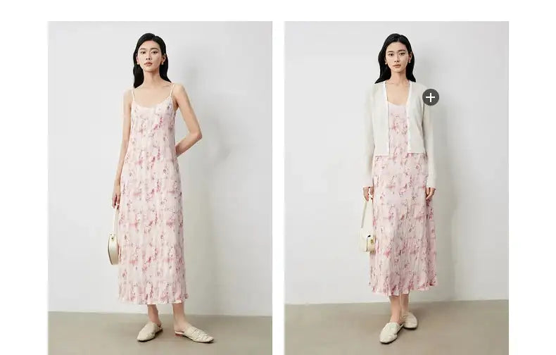 TOYOUTH Women Suspenders Dress 2024 Summer New Bohemian Oil Painting Printed Holiday Beach Sexy Straight Long Dress - Lootquake