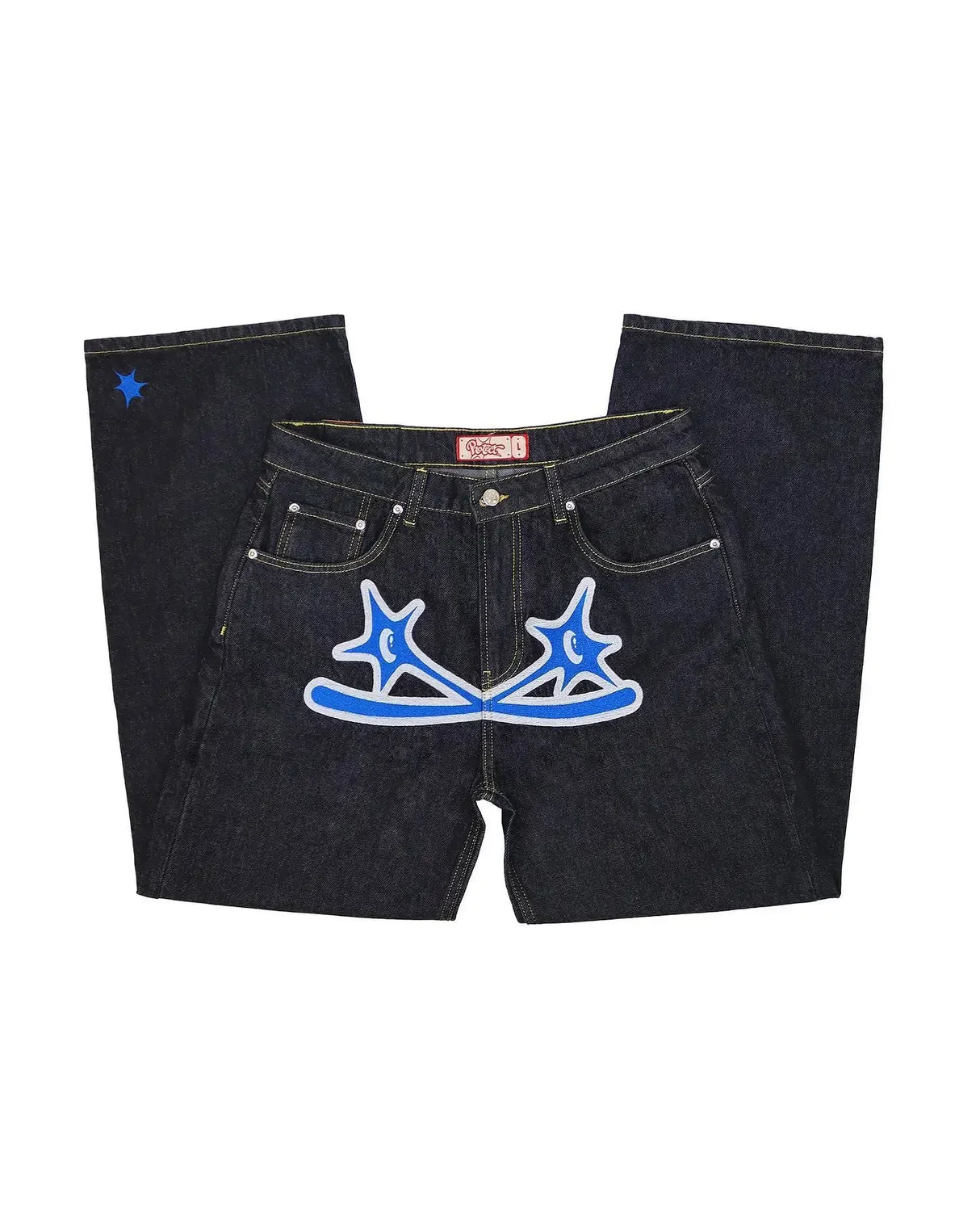 Streetwear Jeans Y2K Men Women Clothes Harajuku Hip Hop Letter Embroidered Vintage Blue Baggy Jeans High Waist Wide Leg Trousers - Lootquake