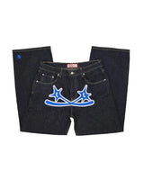Streetwear Jeans Y2K Men Women Clothes Harajuku Hip Hop Letter Embroidered Vintage Blue Baggy Jeans High Waist Wide Leg Trousers - Lootquake
