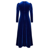 Girls Velvet Medieval Princess Dress Long Sleeve Renaissance Retro Robe Ancient Roman Long Dress for Halloween Carnival Party