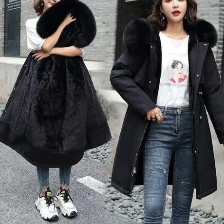 New In Coats & Jackets Women's Winter Padded Jacket Loose Casual Outerwears Fleece Hodded Windbreaker Elegant Office Lady's Coat - Lootquake