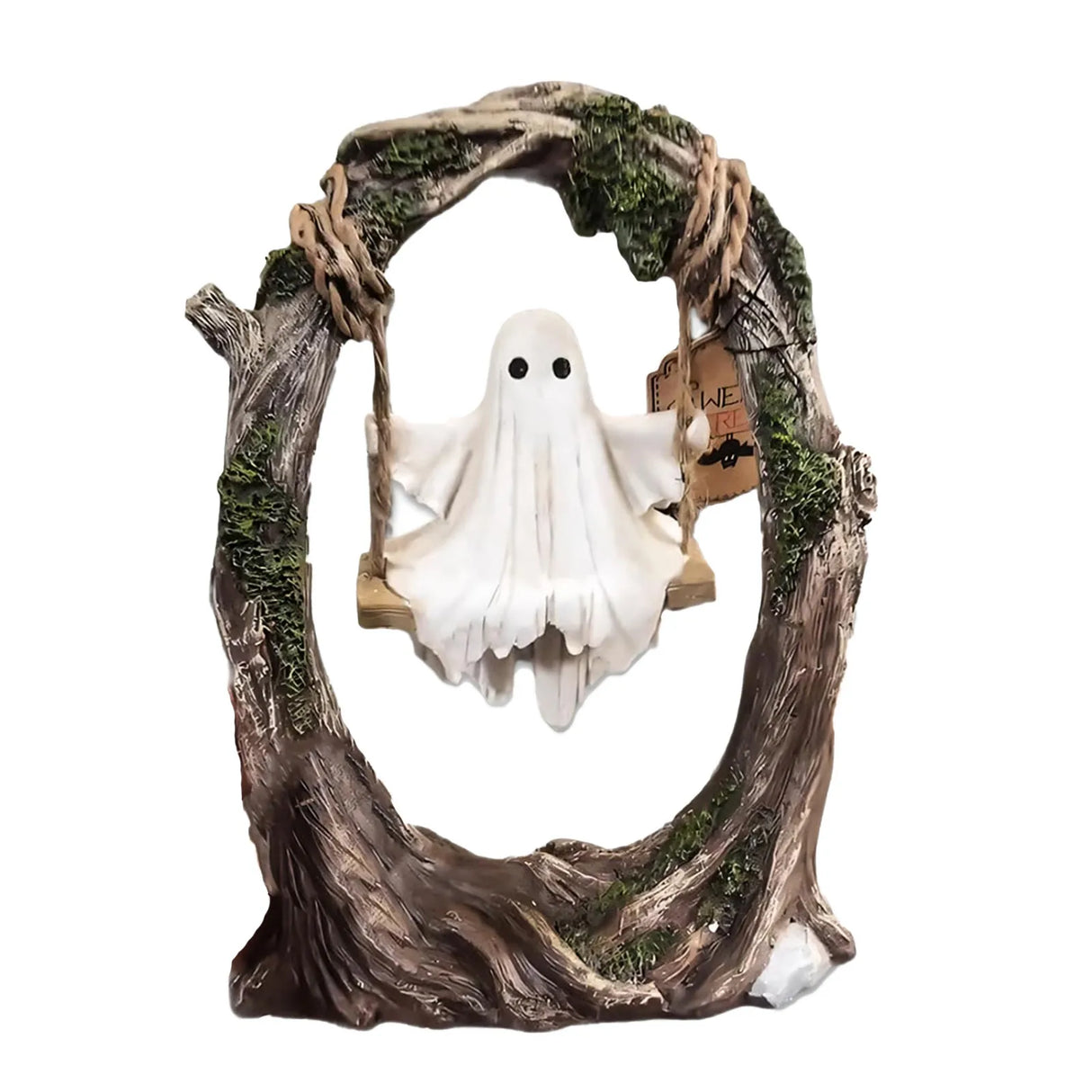 Unique Halloween Figurine Lovely Ghost Decorations Halloween Decor Ghost on Tree Swing Statue Spooky for Desktop Bookshelf Decor