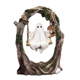 Unique Halloween Figurine Lovely Ghost Decorations Halloween Decor Ghost on Tree Swing Statue Spooky for Desktop Bookshelf Decor