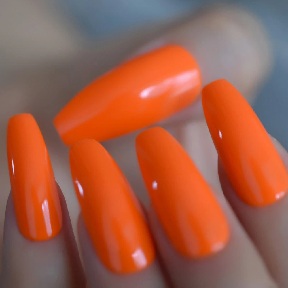 Milk White Long Ballerina Nails Glossry Shiny Pure Color Extra Long Acrylic Nail Tips gel Polish Cover 24