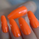 Milk White Long Ballerina Nails Glossry Shiny Pure Color Extra Long Acrylic Nail Tips gel Polish Cover 24