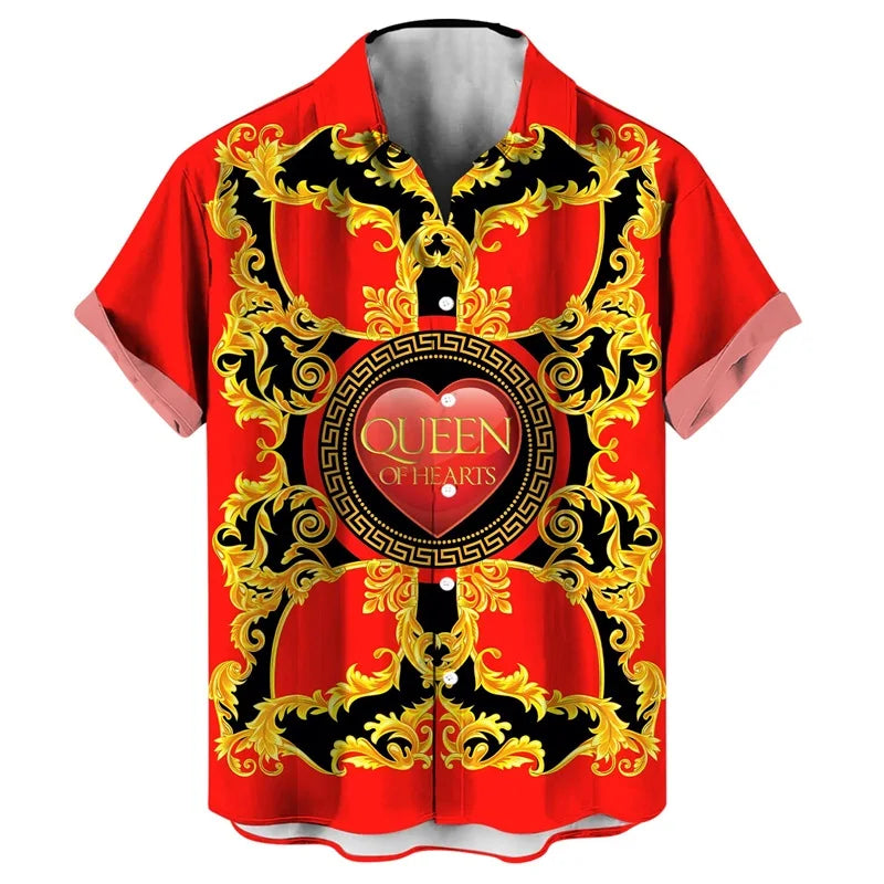 Camisetas hawaianas con estampado gráfico 3D completo, divertidas, con la reina y el rey, para hombre.