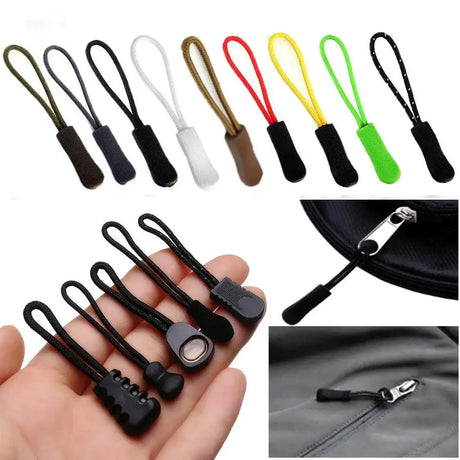 10Pcs Zipper Puller End Fit Rope Tag Fixer Zip Cord Tab Replacement Clip for Broken Buckle Travel Bag Suitcase Tent Backpack - Lootquake