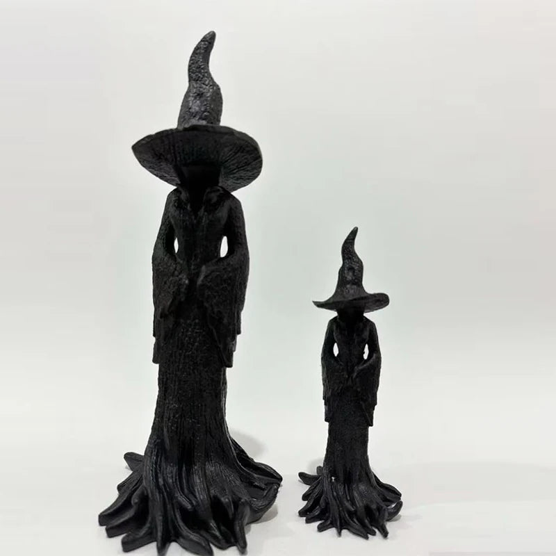 Halloween Witch Decoration Statue, Gothic Resin Sculpture Ornament, Retro Magician Decoration Craft, Dark Fantasy Decoration.