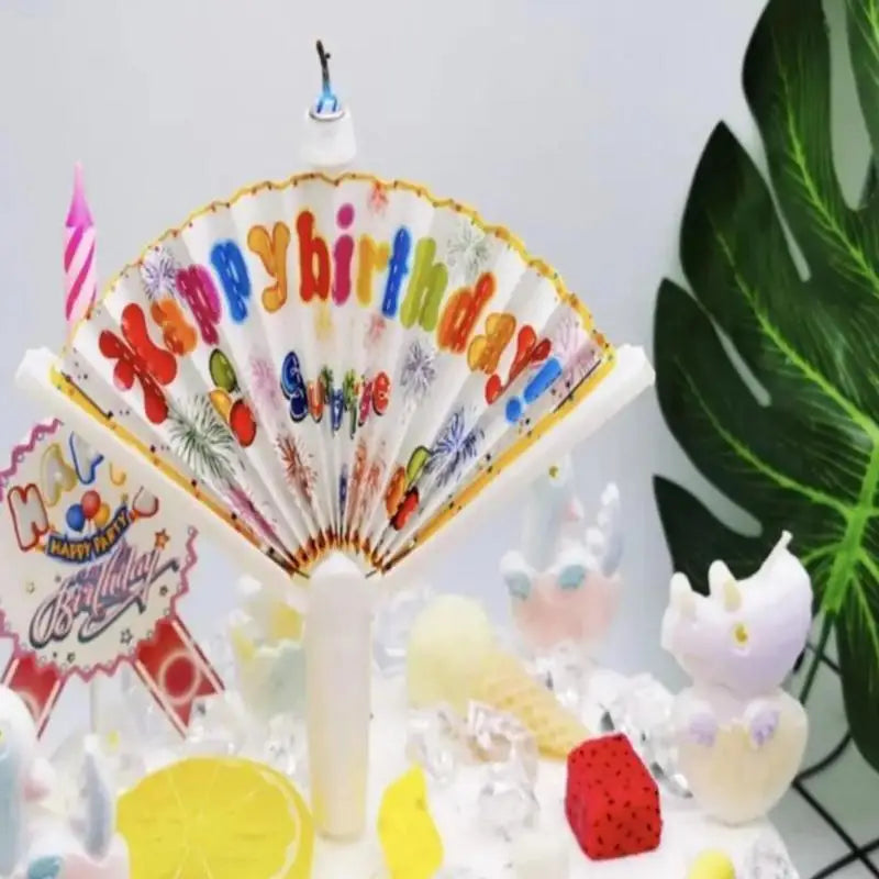 Bougies surprises, bougies créatives pour joyeux anniversaire avec bannière en forme d'éventail, décoration de gâteau amusante, bougies décoratives de fête