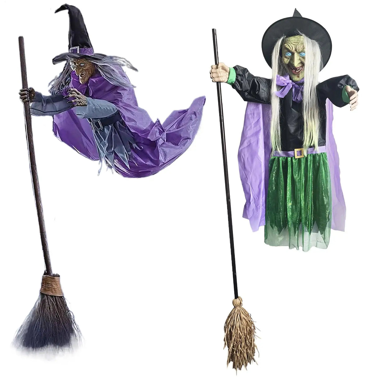 Halloween Flying Witch Decor Hovering Flying Witch Decorations with Scary Sound Halloween Props Horror Themed Scary Props