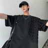 Spliced O Neck Short Sleeve Men T Shirt Summer Korean Harajuku Fashion Casual 2xl Oversized Clothing Black White Streetwear Tops - Lootquake