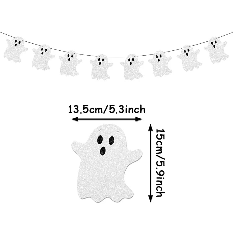 Halloween Themem Party Decoration Banner Ghost Festival Atmosphere Decoration Ghost Spider Bat Banner Decoration Supplies