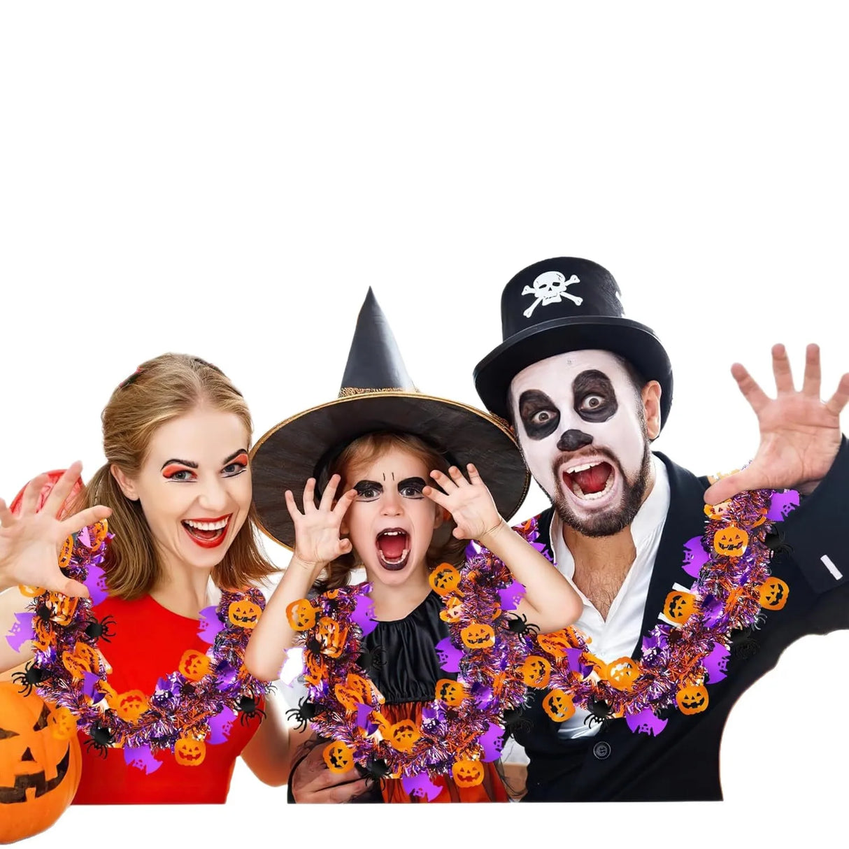 3PCS Halloween Party Streamers - Thickened Bat/Spider/Pumpkin Decor, Haunted House Hanging Garlands, Festive Ghost Festival Deco