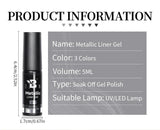 5ML Gold Silver Metallic Liner Paint Gel Polish Chrome Mirror Metal Effect Super Bright French UV LED Semi Permanent Nail Gel