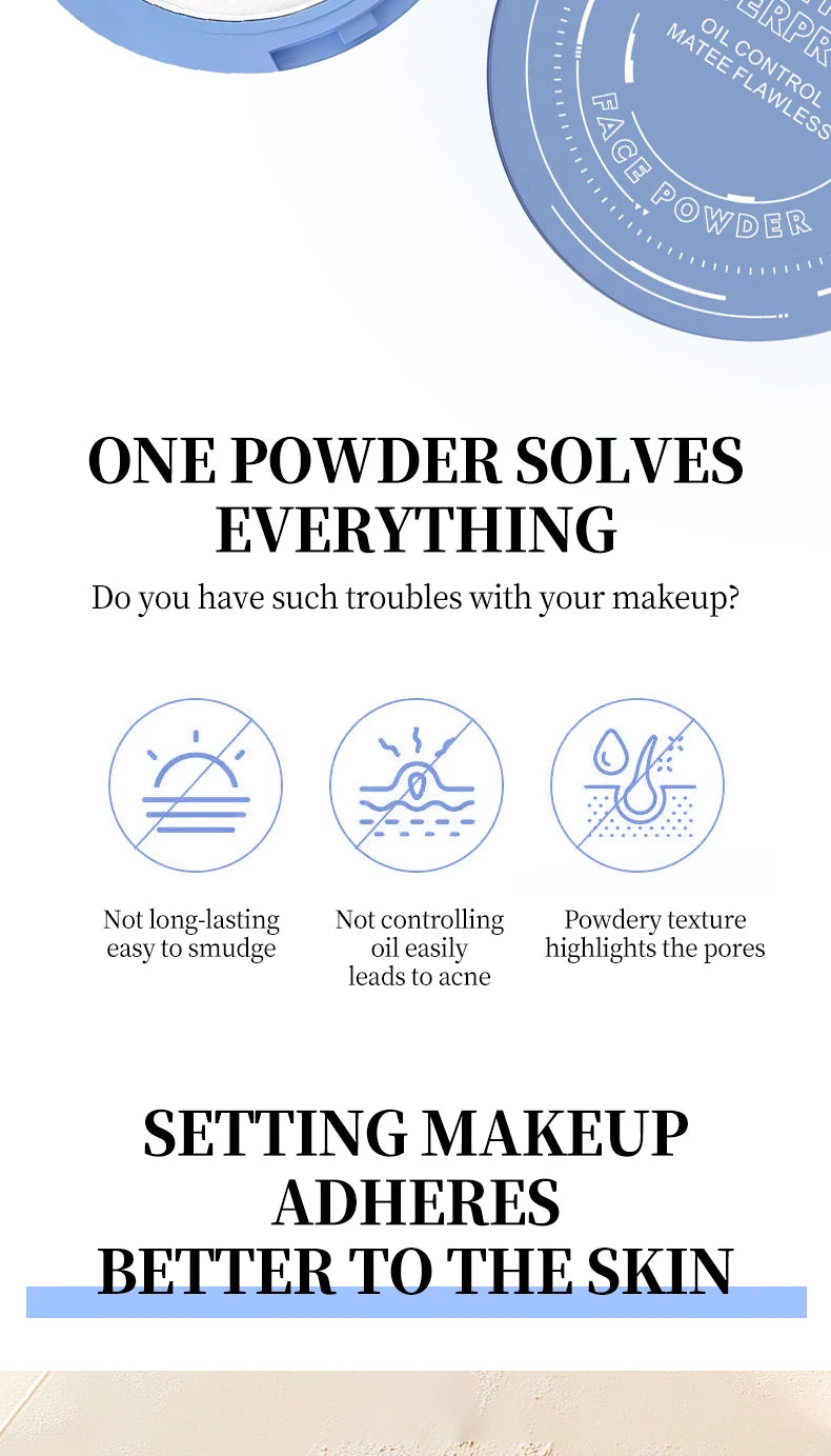 Polvos fijadores mate Ocheal para rostro, control de grasa, ligeros, radiantes, base de maquillaje, polvos compactos, maquillaje de cobertura total, cosmético