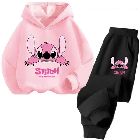 Children Hoodies Stitch Kawaii Fashion Pullover Sweatshirt Anime Trucksuit Manga Cartoons Girls Boy Kids Autumn Casual Clothes - Lootquake