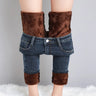 Women Thermal Jeans Winter Snow Warm Plush Stretch Jeans Lady Skinny Thicken Fleece Denim Long Pants Retro Blue Pencil Trousers - Lootquake