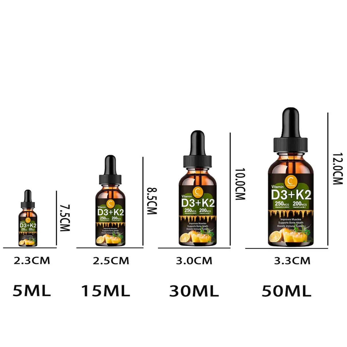 Vitamin C D3+K2 improve abdominal blood circulation, improves Muscles supports bone health boosts immune system