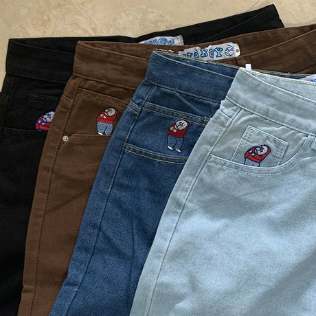 Polar Big Boy Embroidery Jeans Y2K Pants Streetwear Gothic Cartoon Blue Baggy Jeans Retro Punk Rock High Waist Denim Trousers - Lootquake