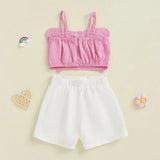 Adorable Baby Girl Sleeveless Top and Shorts Set with Cute Butterfly Print for Summer Outfit 2 Pieces Set - Lootquake