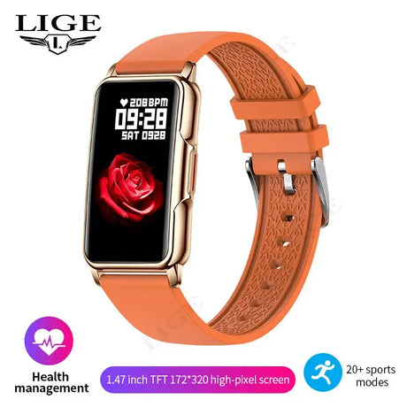 LIGE New Fashion Smart Watch Ladies Message Push Blood Pressure DIY Custom Dial Sports Bracelet Waterproof Men Smartwatch Women - Lootquake