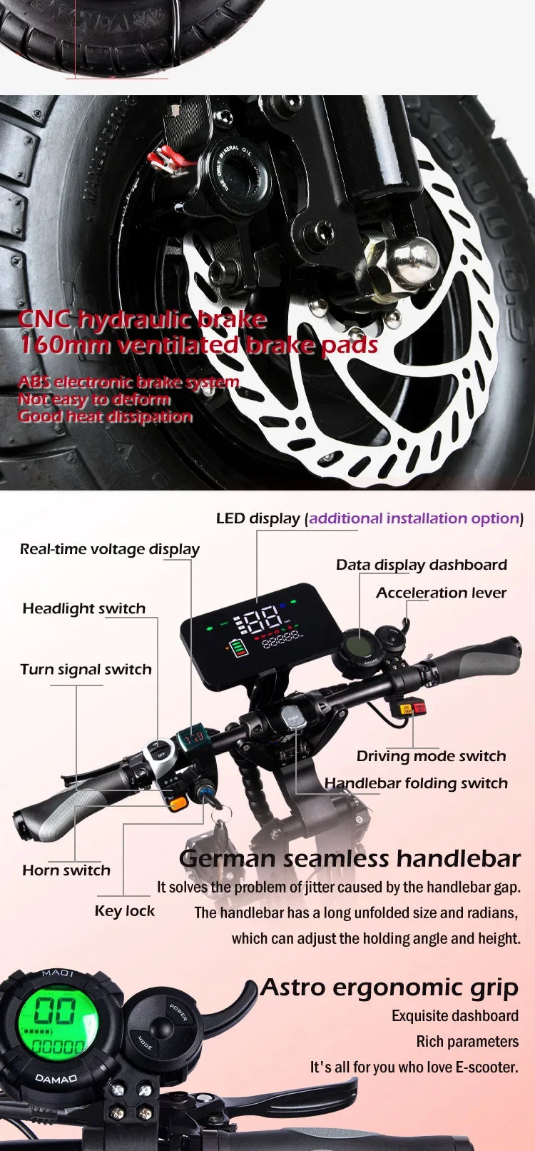 Dual Motor 10000W Top Electric Scooter 14 Inch Oversized Off-Road Tyres 72V-40AH Panasonic Brand Battery Maximum Speed 120KM/H