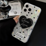 Black Red Heart Grip Tok Stand Holder Dazzling Laser Phone Case
