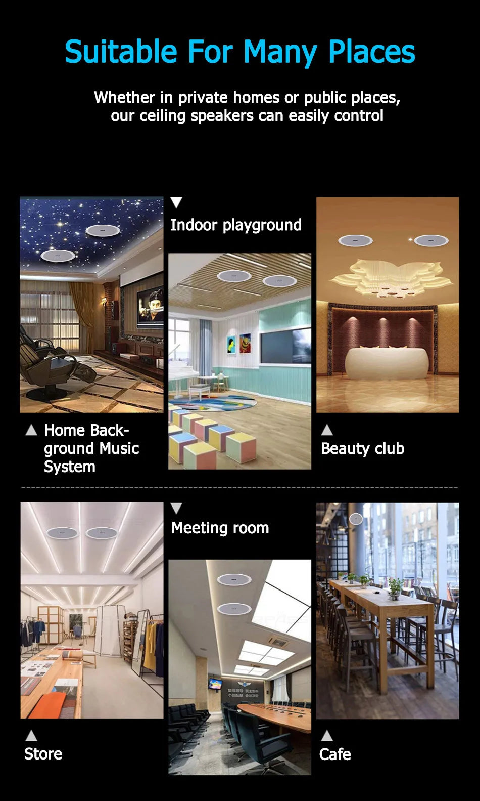 Amplificateur de classe D intégré, haut-parleur de plafond compatible Bluetooth à gamme complète, pour musique de fond de cinéma maison, bonne qualité