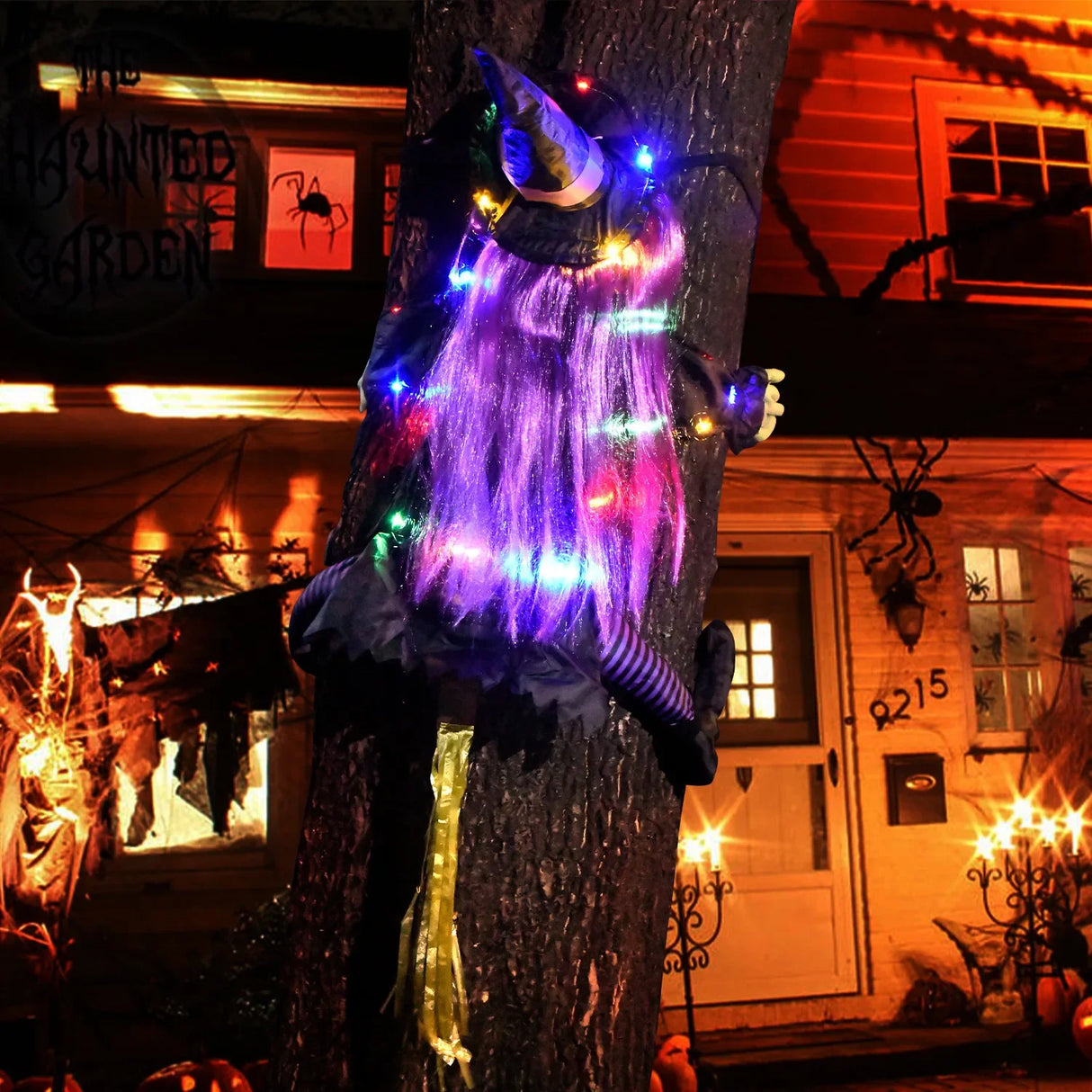 Halloween Witch Crashing Into Tree Decor Lifelike Outdoor Prop for Yard Garden Haunted House Scary Displays