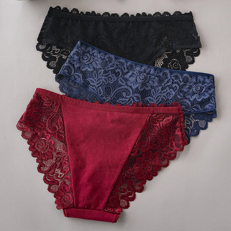 6PCS/Set Hollow Out Floral Lace Panties Women Briefs Sexy Lingerie Female Underwear Ladies Soft Breathable Cotton Underpants - Lootquake