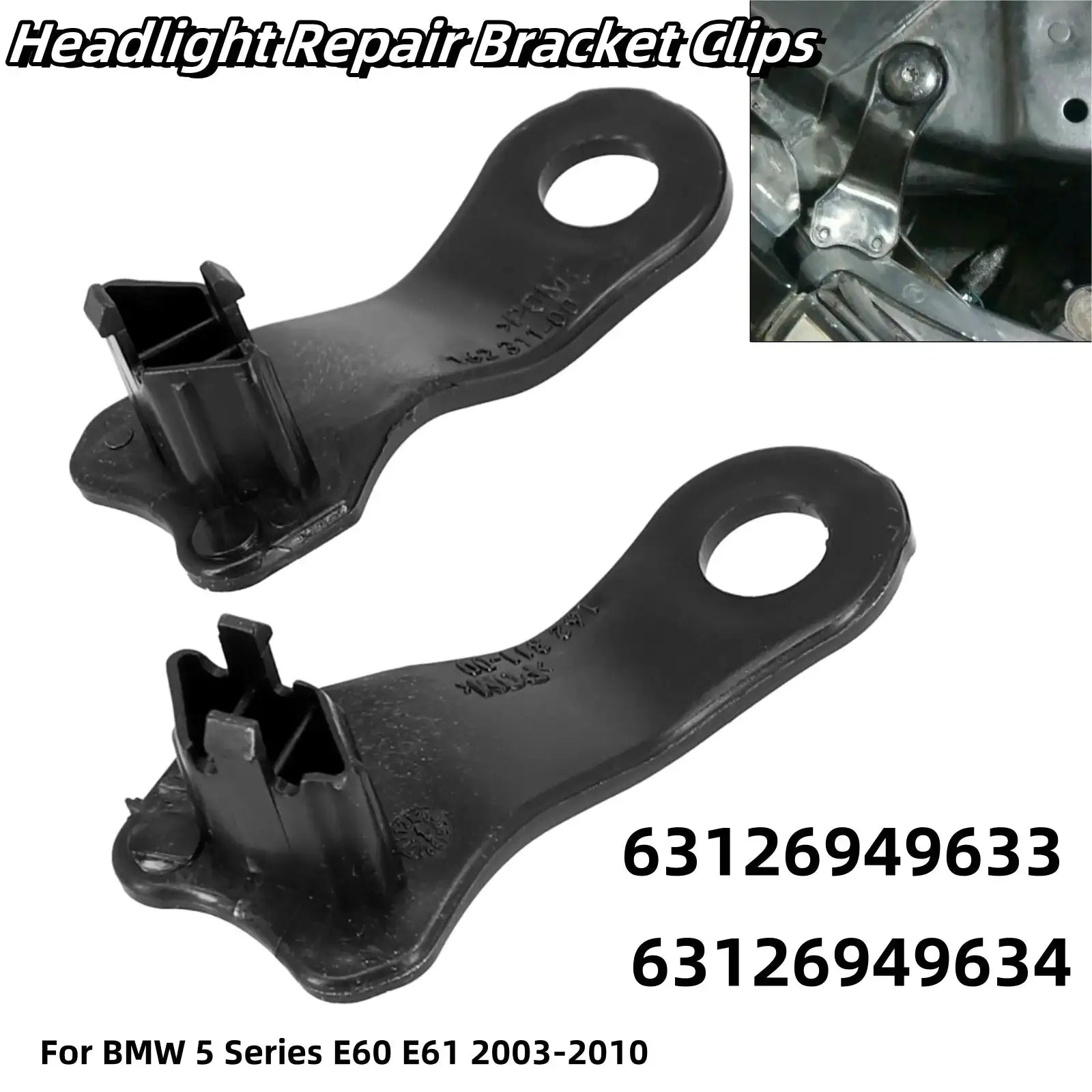 2Pcs Car Front Headlight Headlamp Repair Kit Bracket Clip For BMW 5 Series E60 E61 2003-2010 63126949633 63126949634 - Lootquake