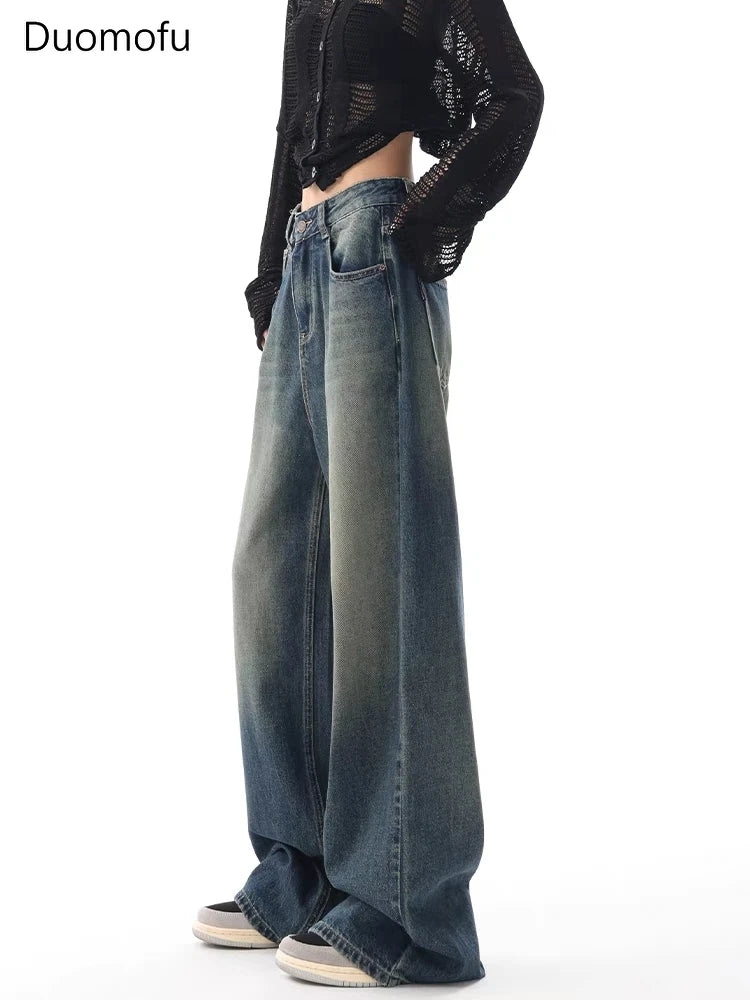 Duomofu Autumn Vintage Chicly Slim Button Female High Waisted Jeans American Basic Simple Casual Fashion S-XL Baggy Jeans Women - Lootquake