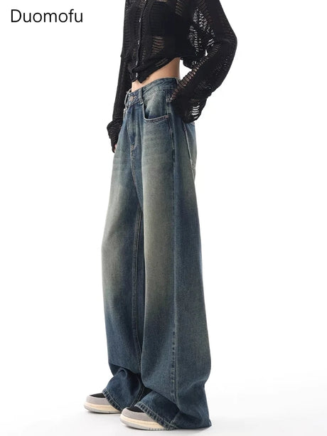 Duomofu Autumn Vintage Chicly Slim Button Female High Waisted Jeans American Basic Simple Casual Fashion S-XL Baggy Jeans Women - Lootquake