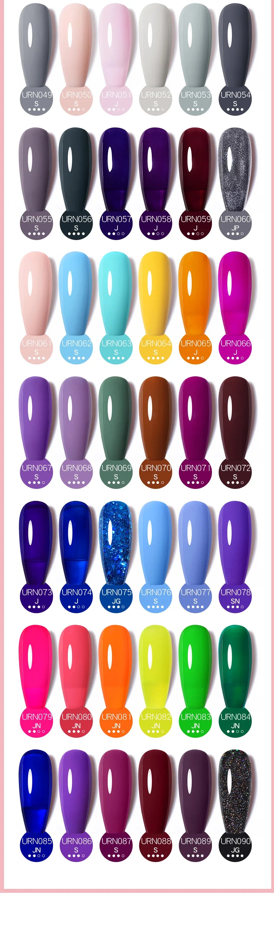 URSUGAR 7.5ml Solid Color Gel Polsih Classic Matte Glossy DIY Nail Art Trendy Reflective Glitter Nail Gel UV LED Soak Off