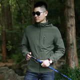Outdoor Waterproof Jacket Men Breathable Quick Dry Hooded Jacket Coat Windbreaker Jacket Men Multi-Pockets Summer Windbreaker - Lootquake