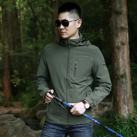 Outdoor Waterproof Jacket Men Breathable Quick Dry Hooded Jacket Coat Windbreaker Jacket Men Multi-Pockets Summer Windbreaker - Lootquake