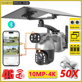 10MP 50x Zoom Dual Lens 4G SIM Solar Camera WIFI Outdoor Surveillance PTZ Human Detection Recording Security Night Vision Camera
